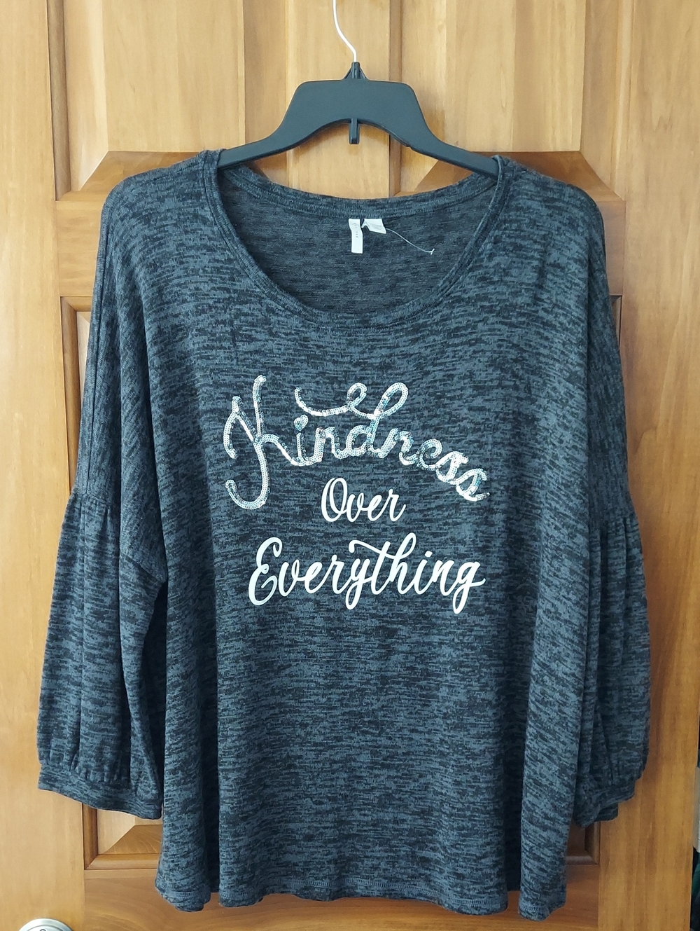 🆕 Cato Kindness Over Everything Womens Dark Gray Graphic Top, Size 22-24W, NEW▪